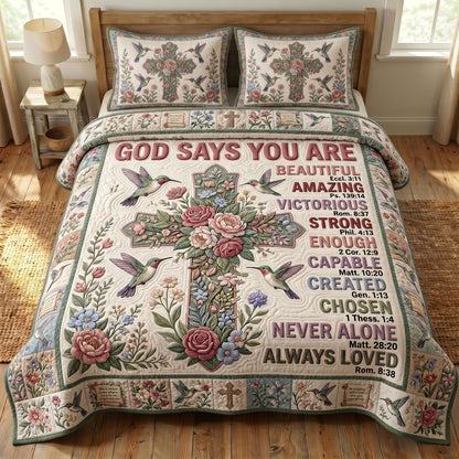 Floral Bible 3-Piece Quilted Bedding Set GFTONMU406