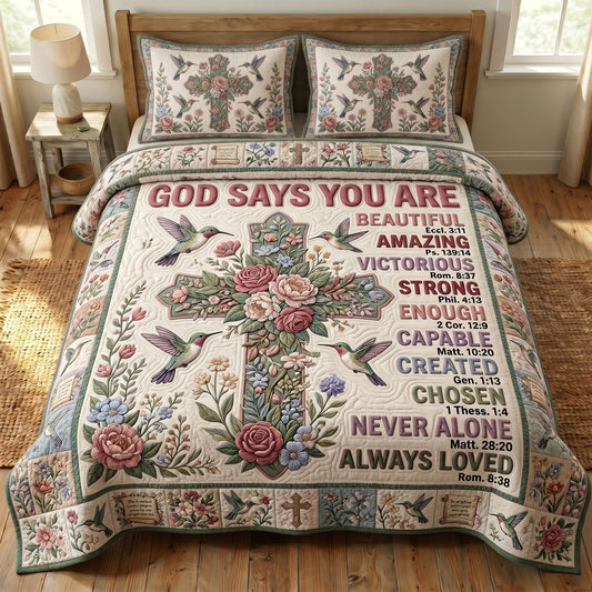 Floral Bible 3-Piece Quilted Bedding Set GFTONMU406