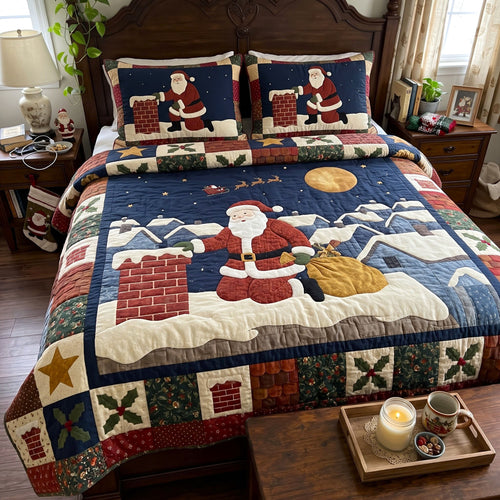 Santa Claus 3-Piece Quilted Bedding Set GFTONMU4060