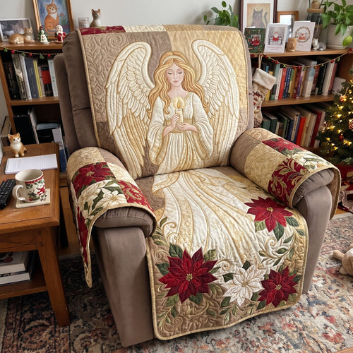 Poinsettia Angel Quilted Sofa Cover GFTONMU4062