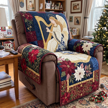 Poinsettia Angel Quilted Sofa Cover GFTONMU4064
