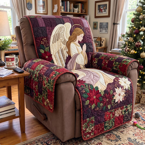 Poinsettia Angel Quilted Sofa Cover GFTONMU4066