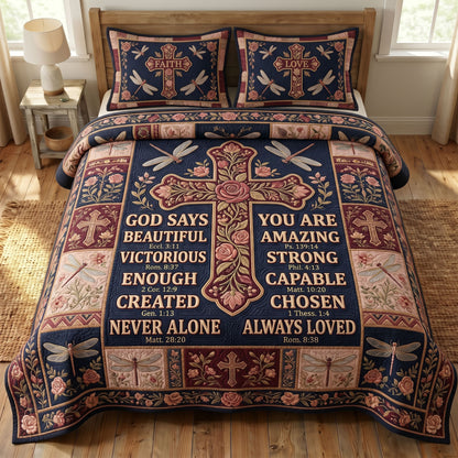 Floral Bible 3-Piece Quilted Bedding Set GFTONMU407