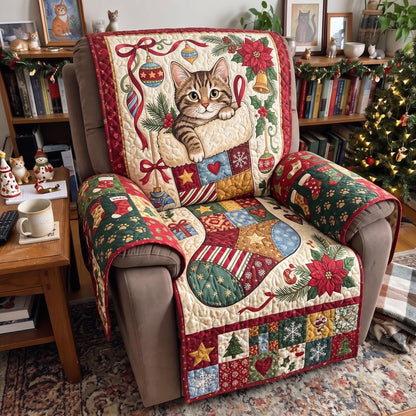 Christmas Cat Quilted Sofa Cover GFTONMU4070