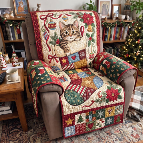 Christmas Cat Quilted Sofa Cover GFTONMU4070