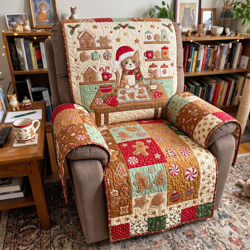 Christmas Cat Quilted Sofa Cover GFTONMU4071