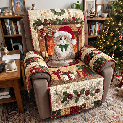 Christmas Cat Quilted Sofa Cover GFTONMU4073