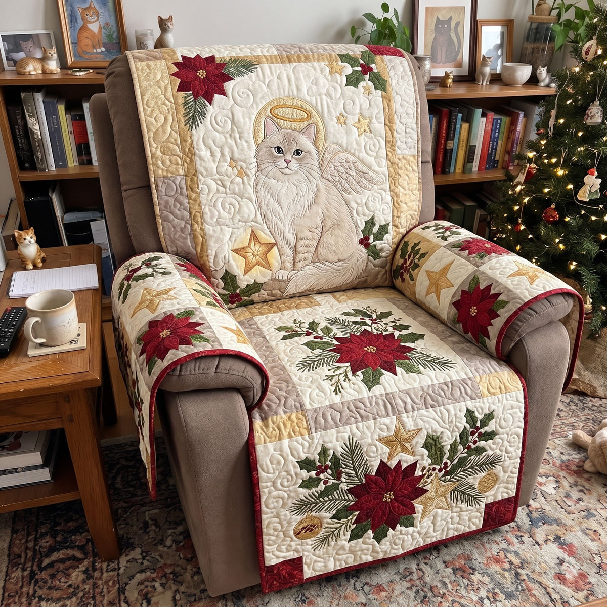 Christmas Cat Quilted Sofa Cover GFTONMU4074