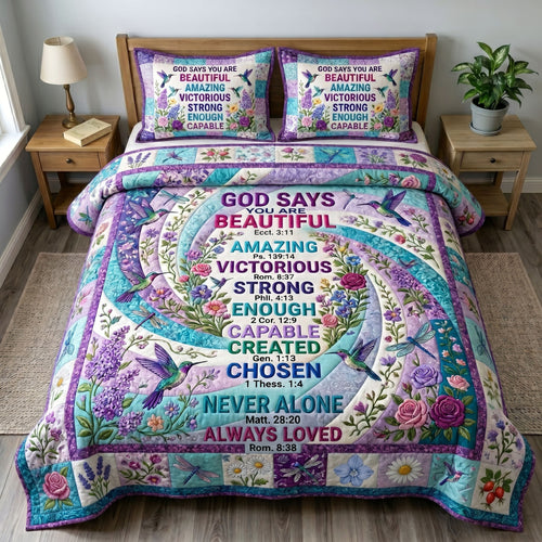 Floral Bible 3-Piece Quilted Bedding Set GFTONMU409