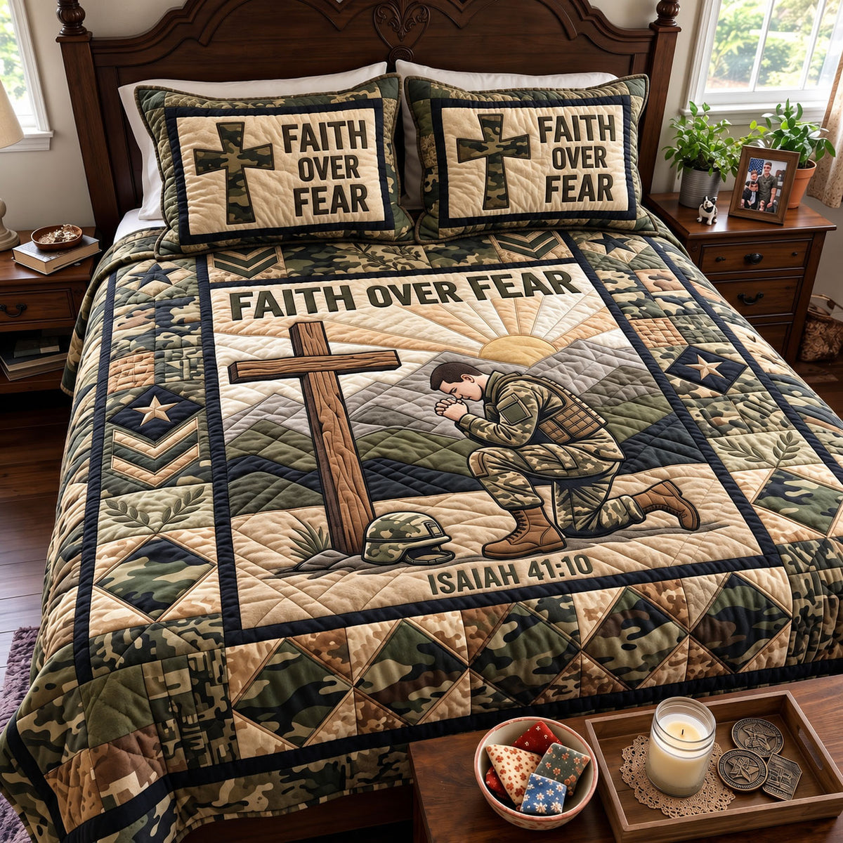Christian Veteran 3-Piece Quilted Bedding Set GFTONMU4095