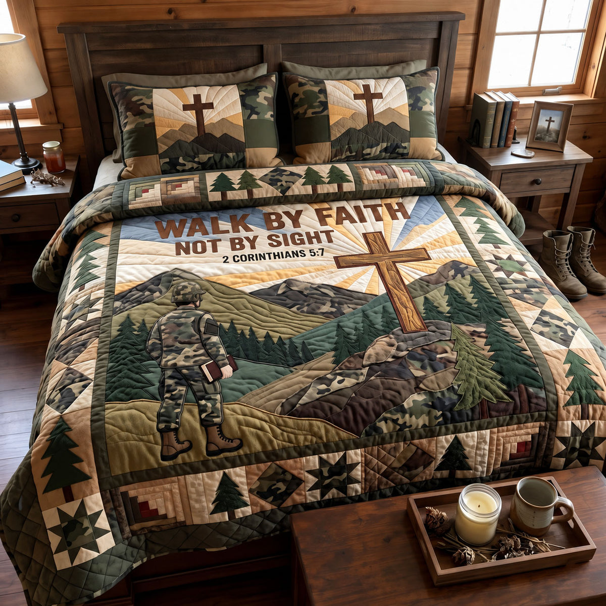 Christian Veteran 3-Piece Quilted Bedding Set GFTONMU4097