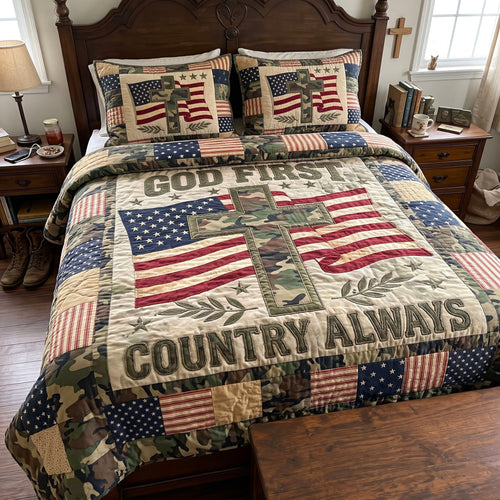 Christian Veteran 3-Piece Quilted Bedding Set GFTONMU4099