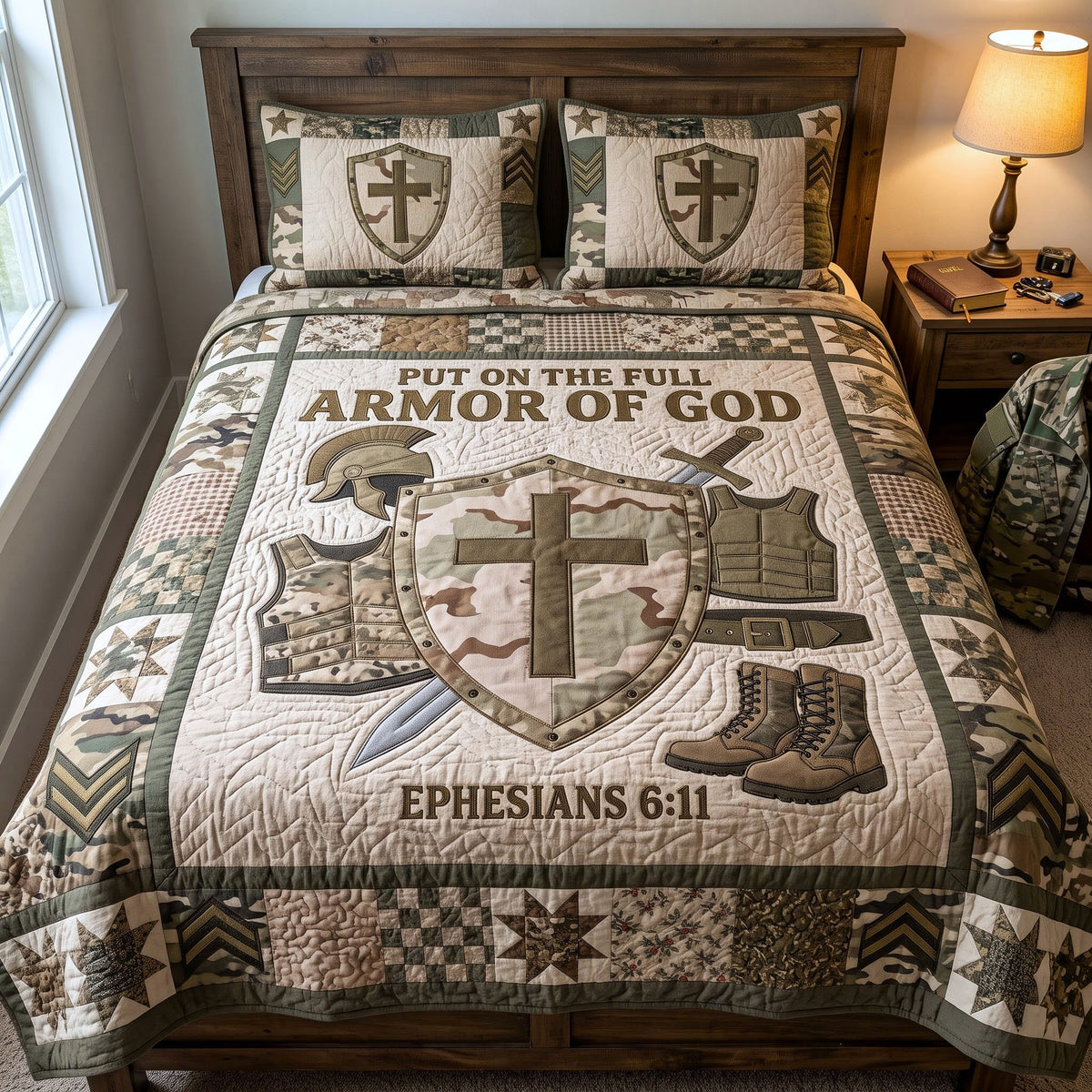 Christian Veteran 3-Piece Quilted Bedding Set GFTONMU4100