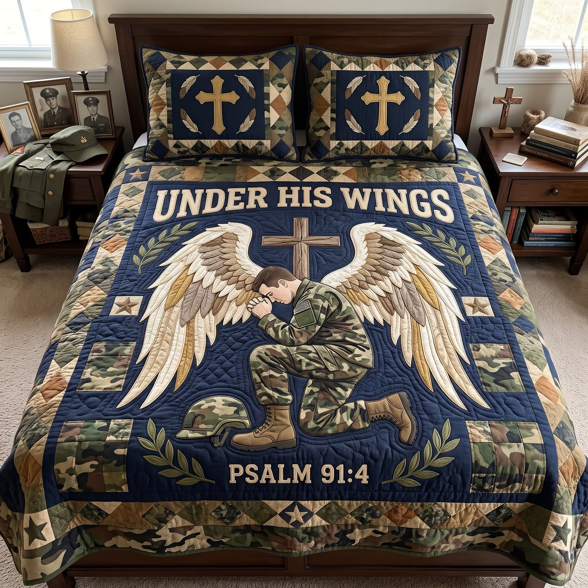 Christian Veteran 3-Piece Quilted Bedding Set GFTONMU4101