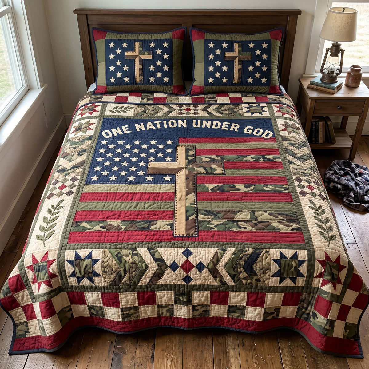 Christian Veteran 3-Piece Quilted Bedding Set GFTONMU4102