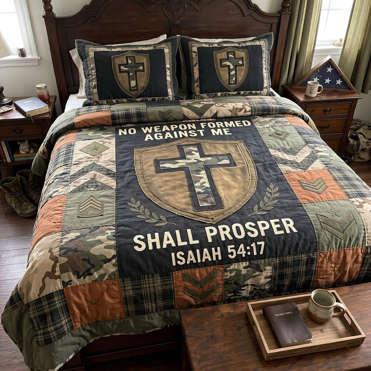 Christian Veteran 3-Piece Quilted Bedding Set GFTONMU4103