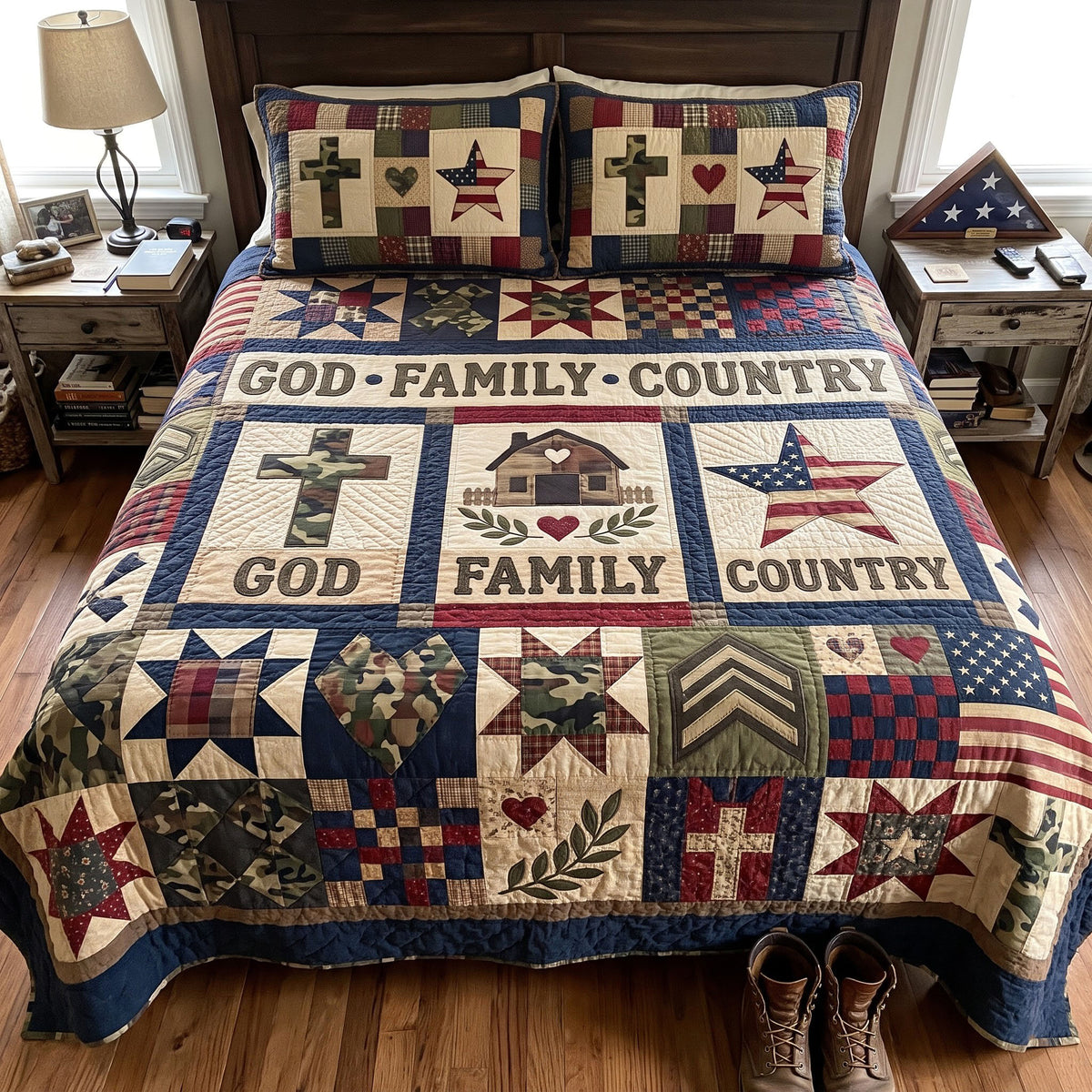 Christian Veteran 3-Piece Quilted Bedding Set GFTONMU4105