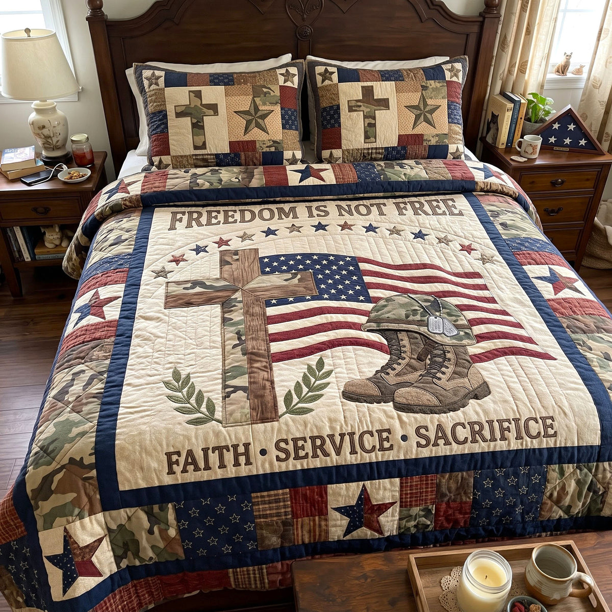 Christian Veteran 3-Piece Quilted Bedding Set GFTONMU4106