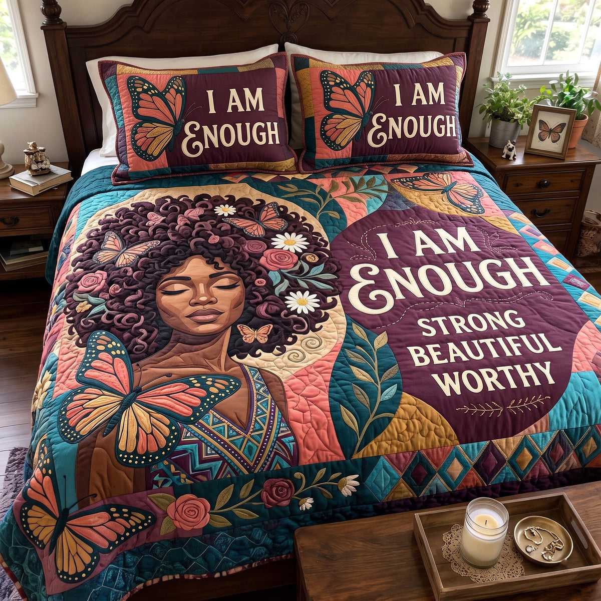 Melanin Queen 3-Piece Quilted Bedding Set GFTONMU4108