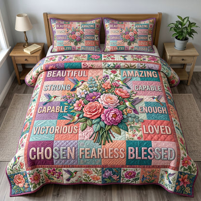 Floral Bible 3-Piece Quilted Bedding Set GFTONMU411