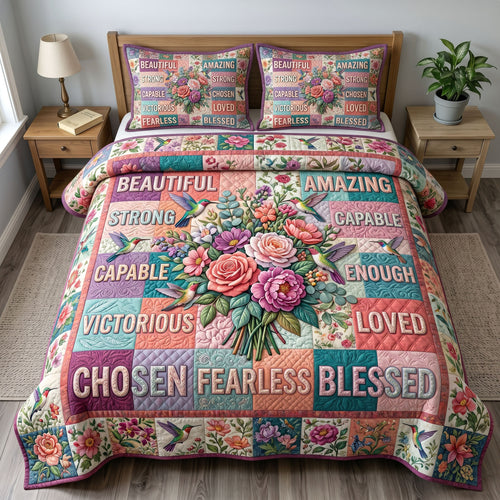 Floral Bible 3-Piece Quilted Bedding Set GFTONMU411