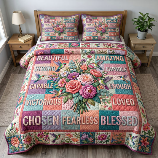 Floral Bible 3-Piece Quilted Bedding Set GFTONMU411