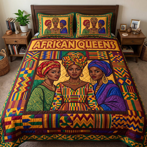 Melanin Queen 3-Piece Quilted Bedding Set GFTONMU4110