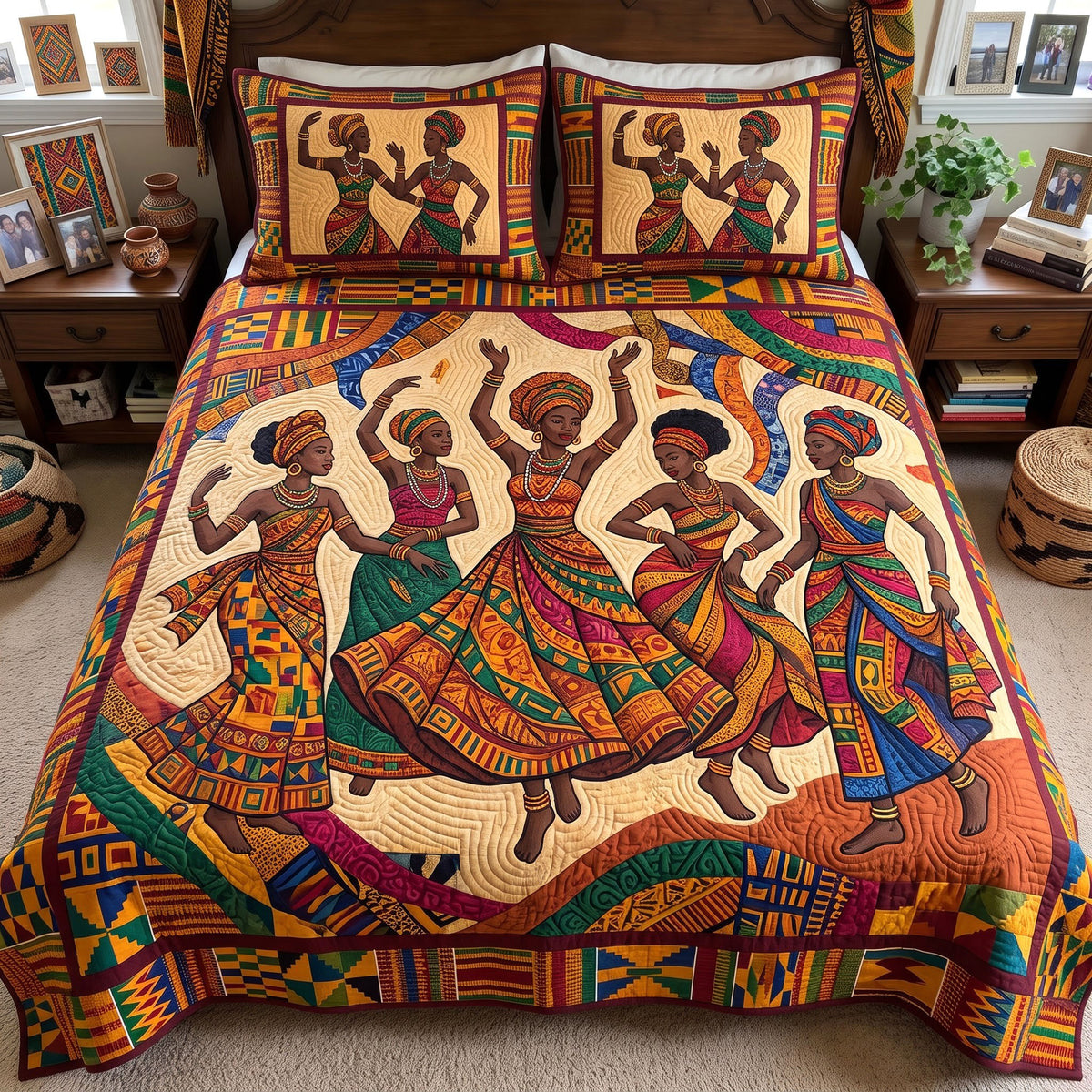 Melanin Queen 3-Piece Quilted Bedding Set GFTONMU4111