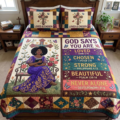 Melanin Queen 3-Piece Quilted Bedding Set GFTONMU4112