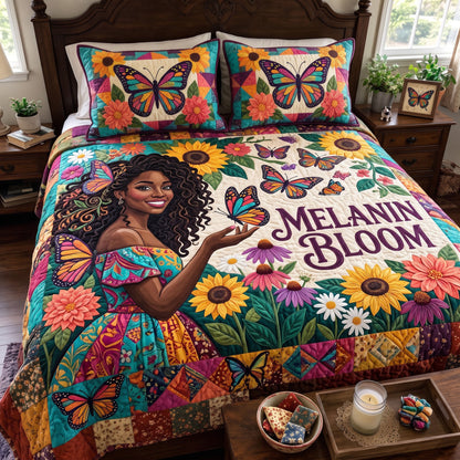 Melanin Queen 3-Piece Quilted Bedding Set GFTONMU4113