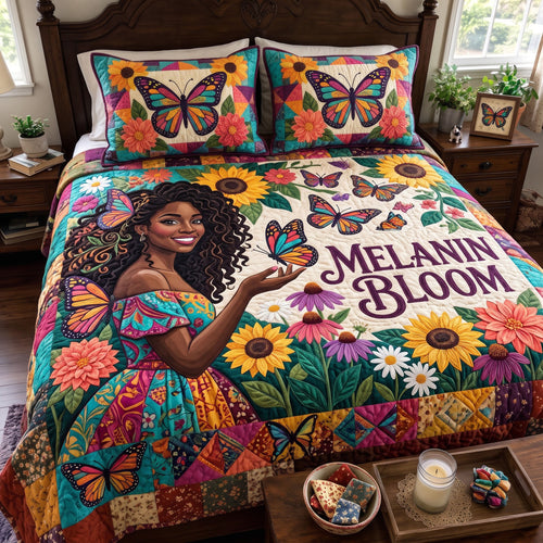 Melanin Queen 3-Piece Quilted Bedding Set GFTONMU4113