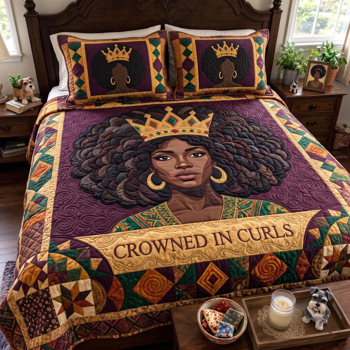 Melanin Queen 3-Piece Quilted Bedding Set GFTONMU4114