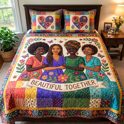 Melanin Queen 3-Piece Quilted Bedding Set GFTONMU4115