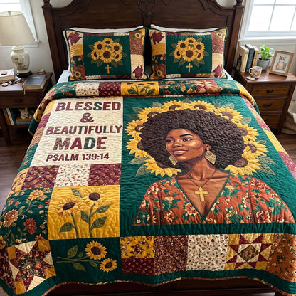 Melanin Queen 3-Piece Quilted Bedding Set GFTONMU4117