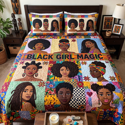 Melanin Queen 3-Piece Quilted Bedding Set GFTONMU4118