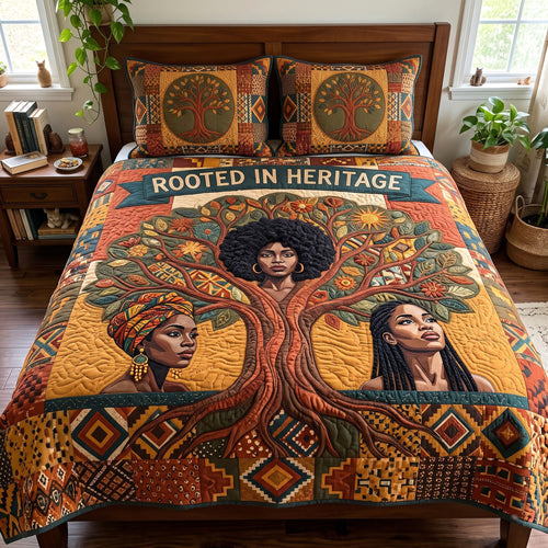 Melanin Queen 3-Piece Quilted Bedding Set GFTONMU4119