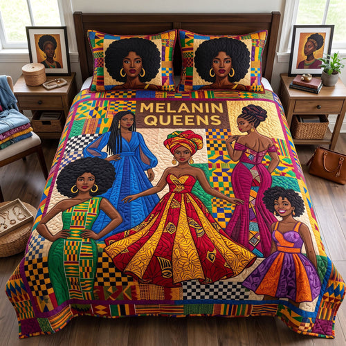 Melanin Queen 3-Piece Quilted Bedding Set GFTONMU4120
