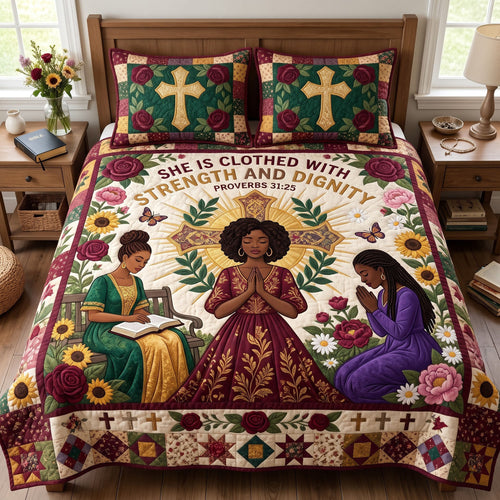 Melanin Queen 3-Piece Quilted Bedding Set GFTONMU4121