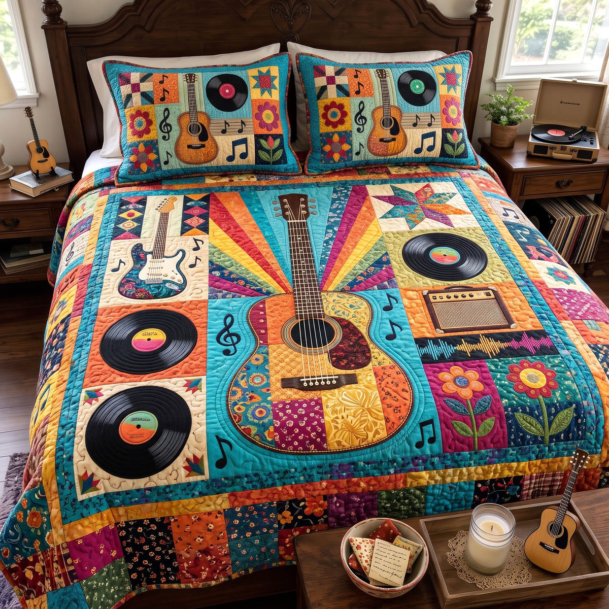Guitar Lover 3-Piece Quilted Bedding Set GFTONMU4122