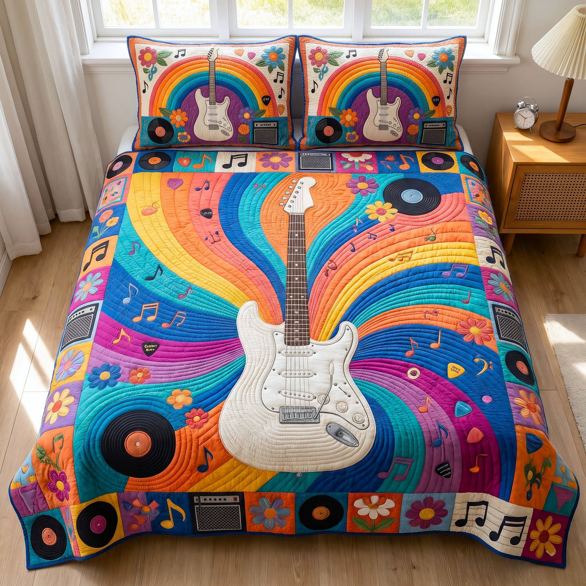 Guitar Lover 3-Piece Quilted Bedding Set GFTONMU4124