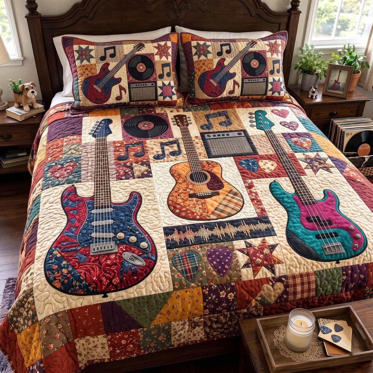 Guitar Lover 3-Piece Quilted Bedding Set GFTONMU4126