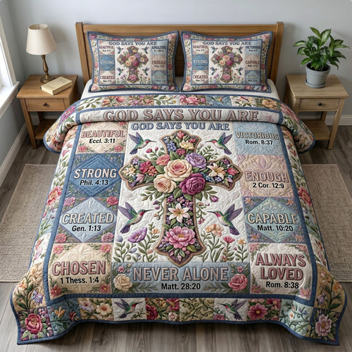 Floral Bible 3-Piece Quilted Bedding Set GFTONMU413