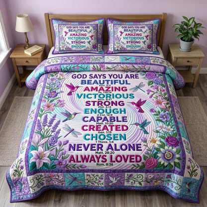 Floral Bible 3-Piece Quilted Bedding Set GFTONMU414