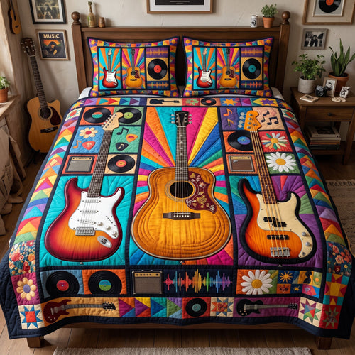 Guitar Lover 3-Piece Quilted Bedding Set GFTONMU4178