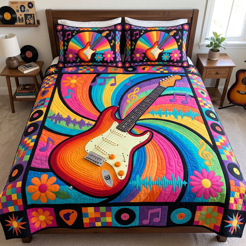 Guitar Lover 3-Piece Quilted Bedding Set GFTONMU4179