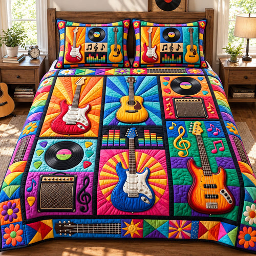 Guitar Lover 3-Piece Quilted Bedding Set GFTONMU4182