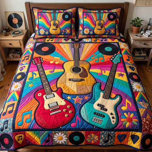 Guitar Lover 3-Piece Quilted Bedding Set GFTONMU4183