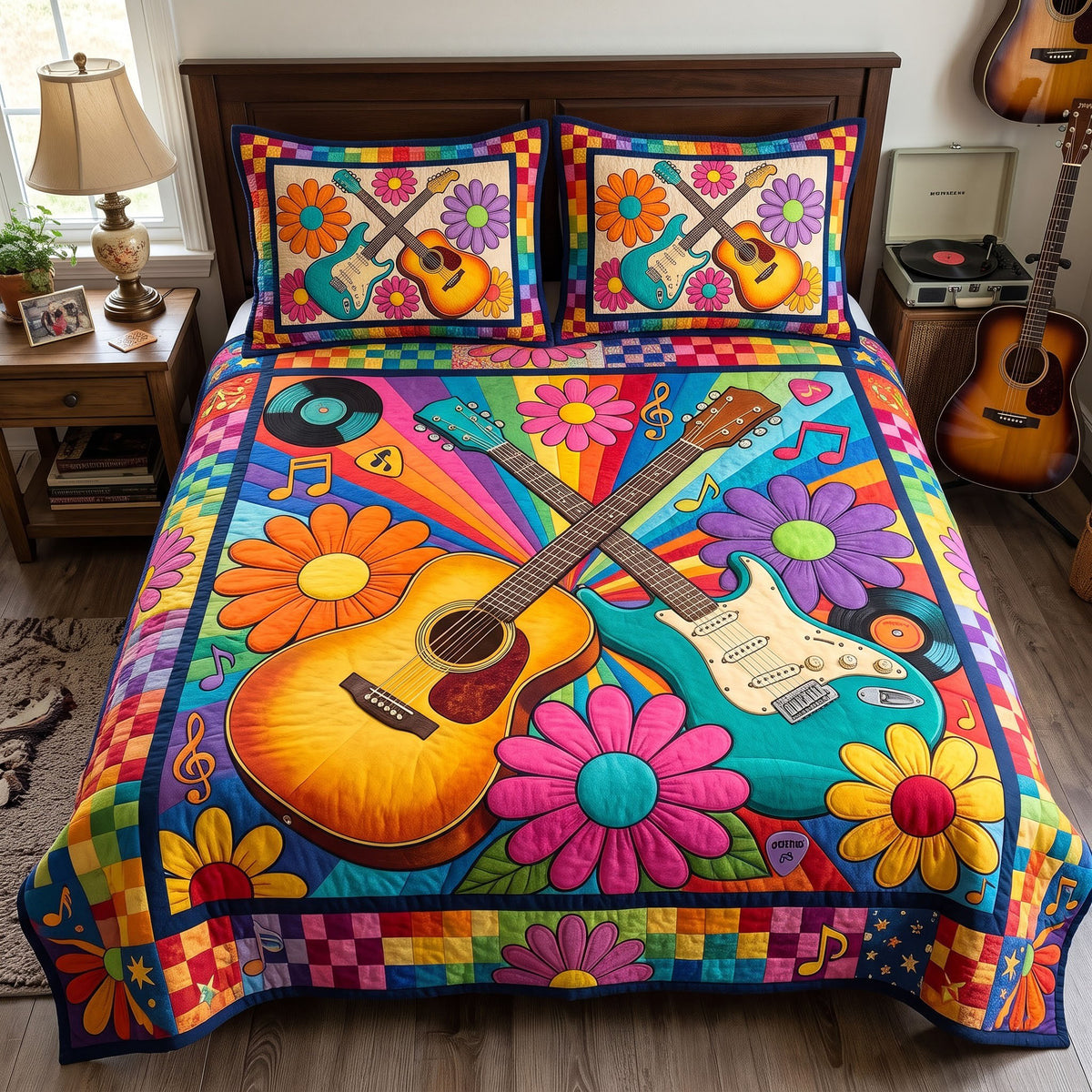 Guitar Lover 3-Piece Quilted Bedding Set GFTONMU4184