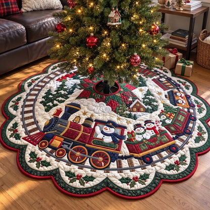 Christmas Snowman Custom Shape Christmas Quilted Tree Skirt GFTONMU4199