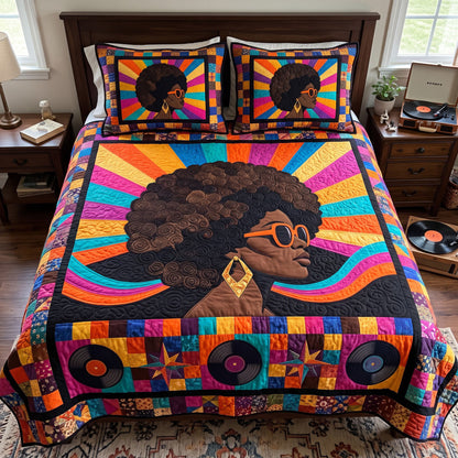 Melanin Queen 3-Piece Quilted Bedding Set GFTONMU4209